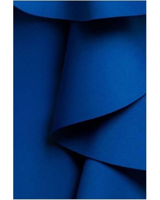 Goddiva Blue Boobtube Peplum Waterfall Frill Maxi Dress