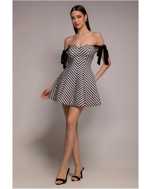 Goddiva Multicolor Diagonal Stripe Velvet Bow A Line Mini Dress