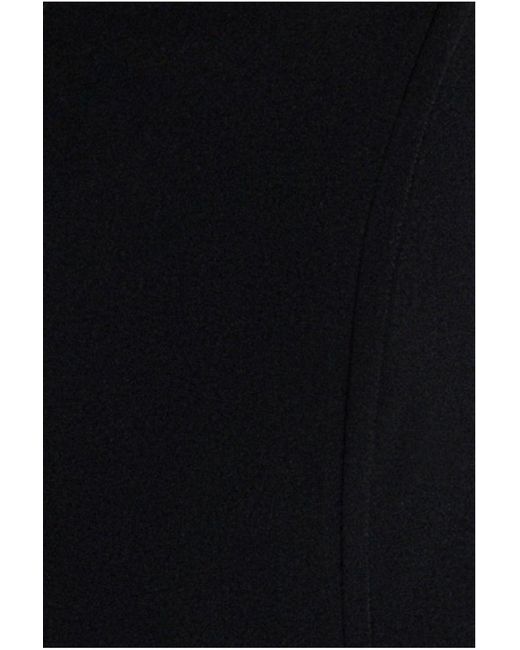Goddiva Black Off Shoulder Back Satin Bow Scuba Corset