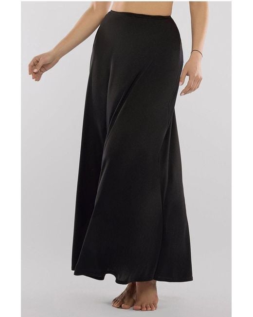 Goddiva Black Jersey Lining Maxi Skirt