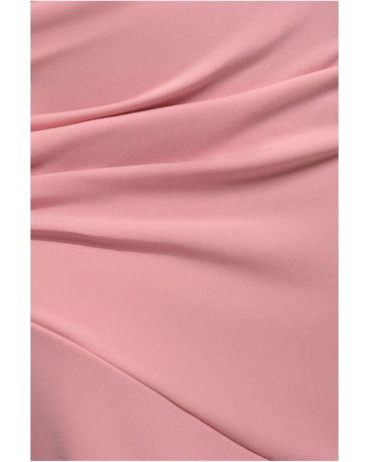 Goddiva Pink One Shoulder Cape Scuba & Chiffon Maxi Dress