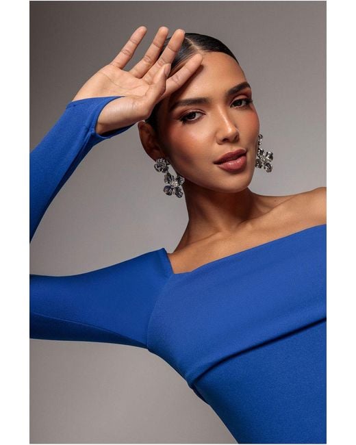 Goddiva Blue One Shoulder Scuba Jumpsuit