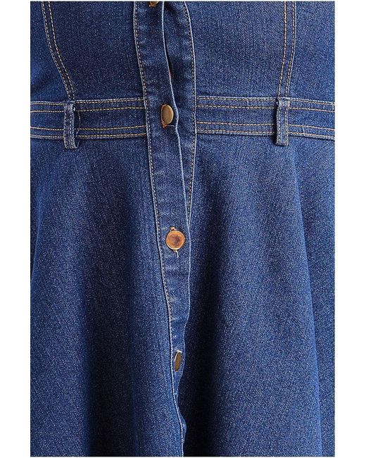 Goddiva Blue Denim Sleeveless High And Low Midaxi Dress
