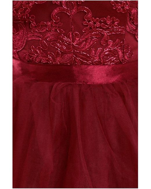 Goddiva Red High Low Tulle Mini With Lace Bodice