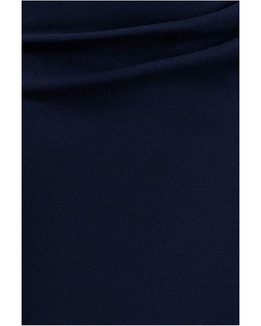 Goddiva Blue One Shoulder Chiffon Cape Crepe Maxi Dress