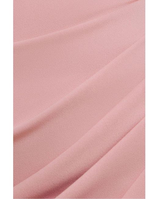 Goddiva Pink Off The Shoulder Chiffon Wing Scuba Crepe Midi Dress