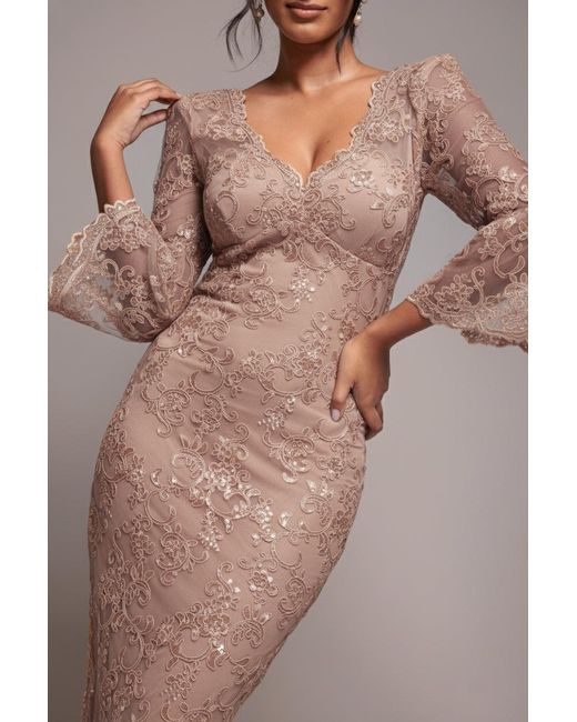 Goddiva Pink Scallop Lace Midi