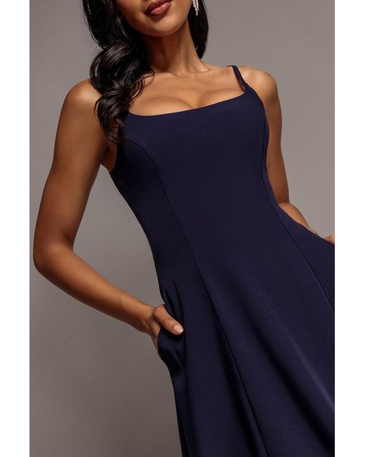 Goddiva Blue Strapless Fit & Flare A Line Maxi Dress