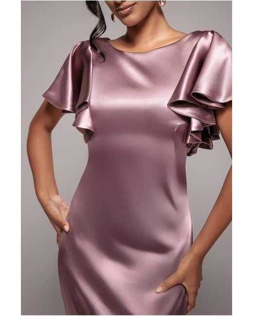Goddiva Pink Satin Flutter Sleeve Mermaid