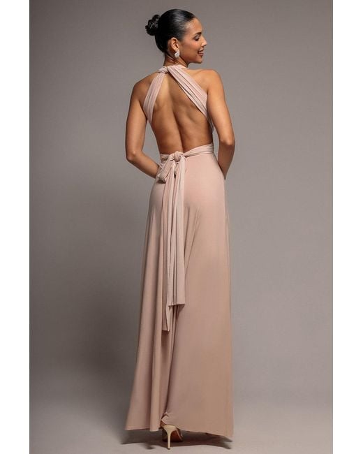 Goddiva Brown Multiway Tie-Up Maxi Dress