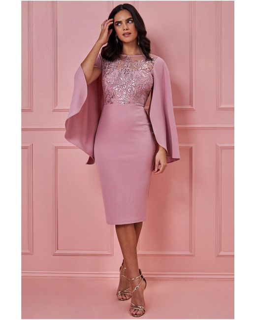 pink sequin midi dress