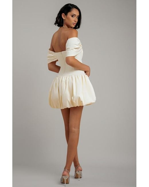 Goddiva Natural Bardot Babydoll Corset Mini Dress