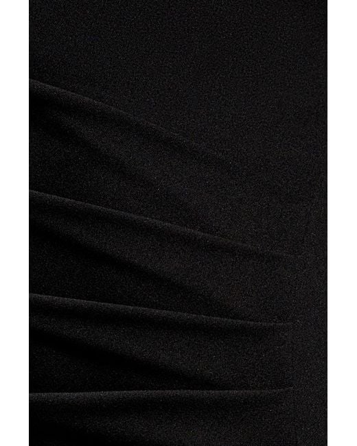 Goddiva Black Cap Sleeve Pleated Asymmetric Maxi Dress