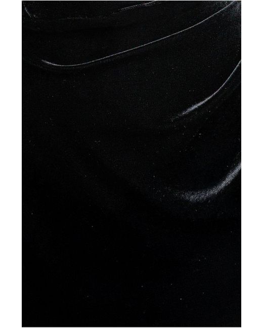 Goddiva Black Off The Shoulder Deep Plunge Velvet Maxi Dress