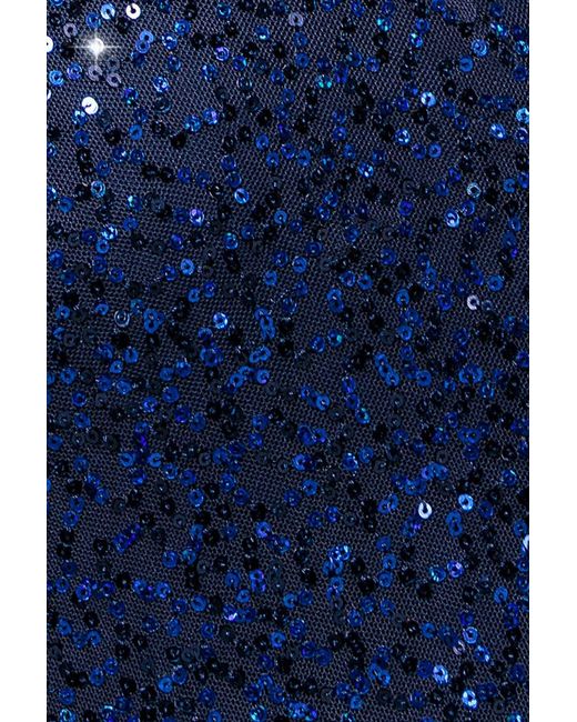 Goddiva Blue Sequin Flutter Sleeve Maxi