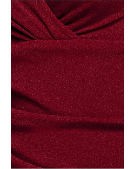 Goddiva Red Scuba Crepe Wrap Bardot Jumpsuit
