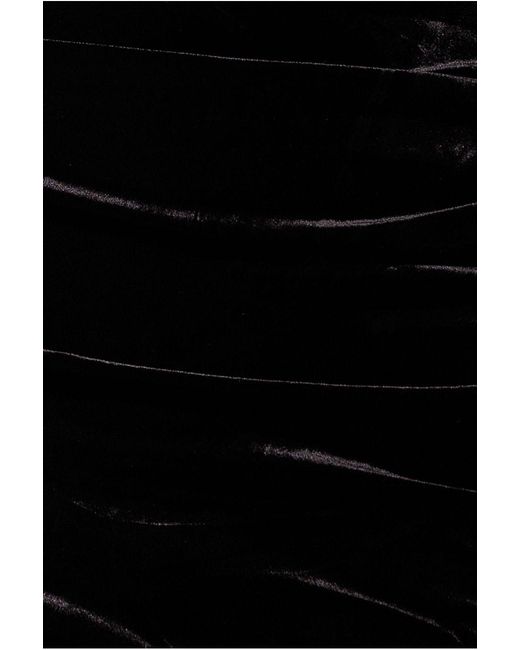 Goddiva Black Square Neck Scalloped Crochet Sleeve Velvet Midi Dress