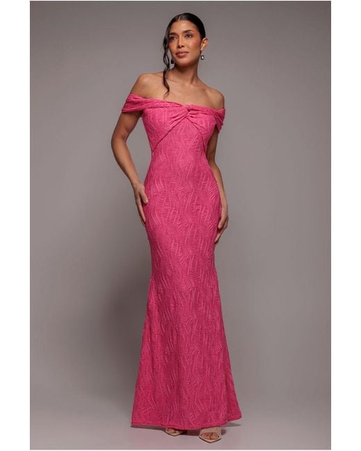 Goddiva Pink Front Knot Twist Maxi Dress