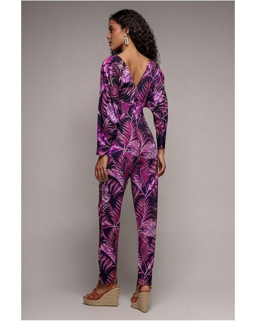 Goddiva Pink Tropical Print Jumpsuit