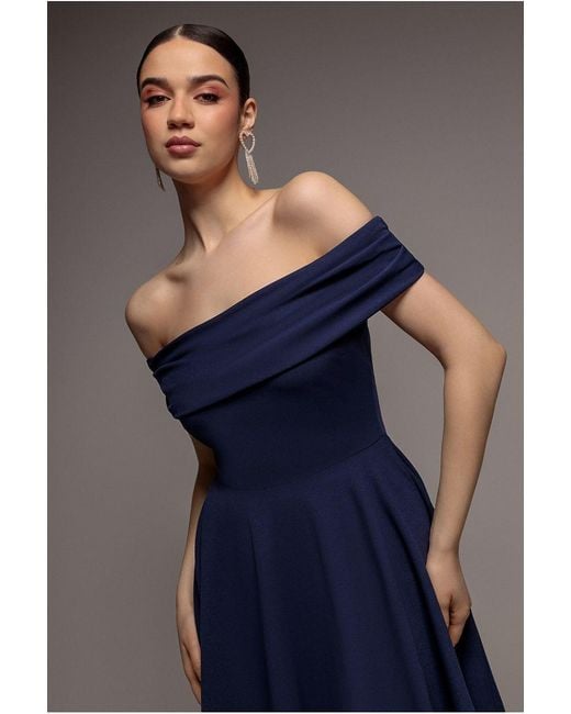 Goddiva Blue Strapless Crepe Skater Mini Dress