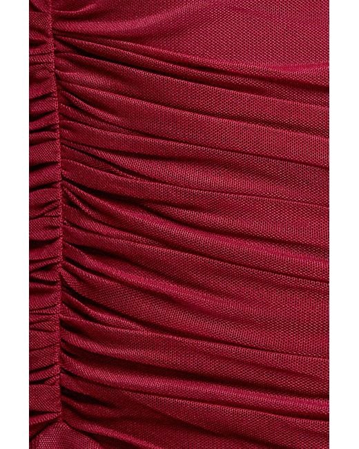 Goddiva Gathered Balloon Sleeve Mesh Maxi Dress