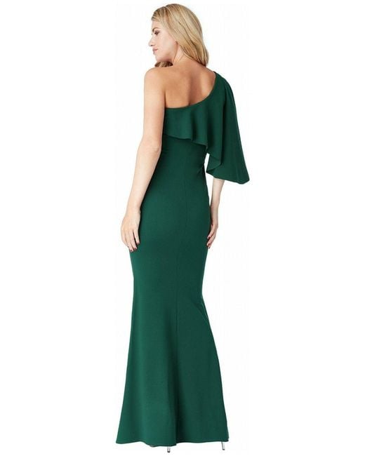 Goddiva Green Off The Shoulder Flair Maxi Dress