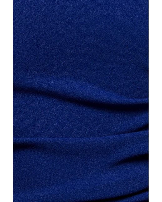 Goddiva Blue One Shoulder Puffed Satin Sleeve Evening Maxi Dress