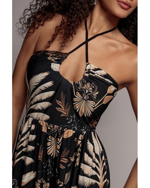 Goddiva Blue Printed Tie Back Maxi