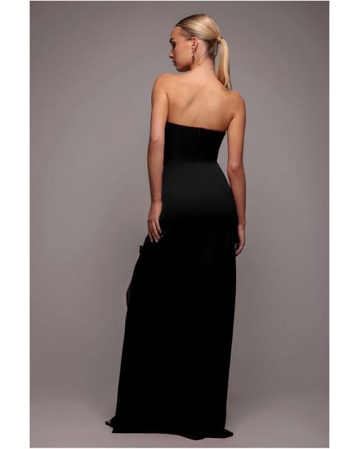 Goddiva Black Bow-Embellished Strapless Mermaid Maxi Dress