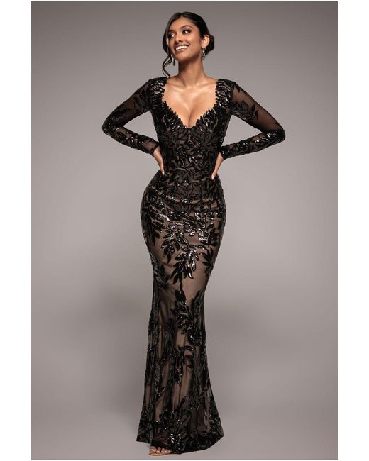 slim fit dress slacks Sparkle Lurex Cowl Neck Off The Shoulder Maxi Dress - Black Gold