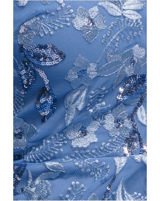 Goddiva Blue Flared Sleeve Embroidered Maxi Dress