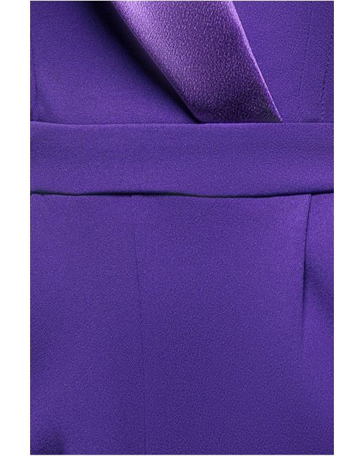 Goddiva Purple Satin Collar Scuba Jumpsuit