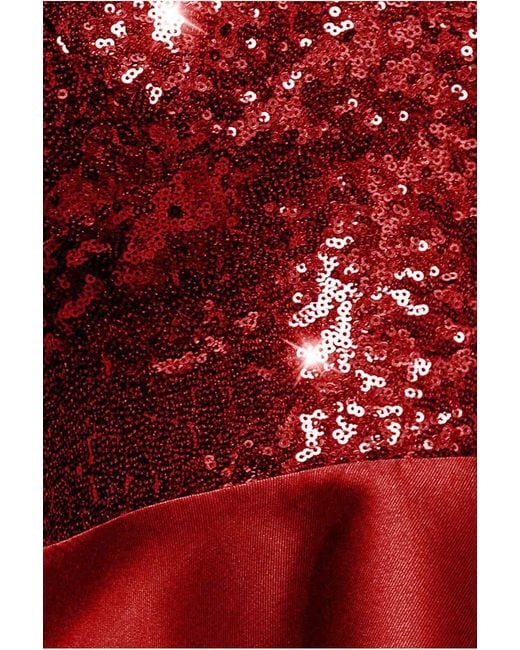 Goddiva Sequin And Satin Tiered Hi-Low Mini Skater Dress