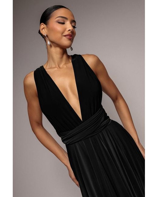 Goddiva Black Soft Touch Multi Way Open Back Midi Dress