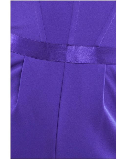 Goddiva Purple Corset Bodice Scuba & Satin Bardot Jumpsuit