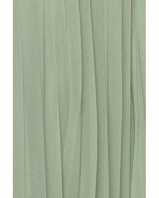 Goddiva Green Cowl Neck One Shoulder A Line Chiffon Maxi Dress