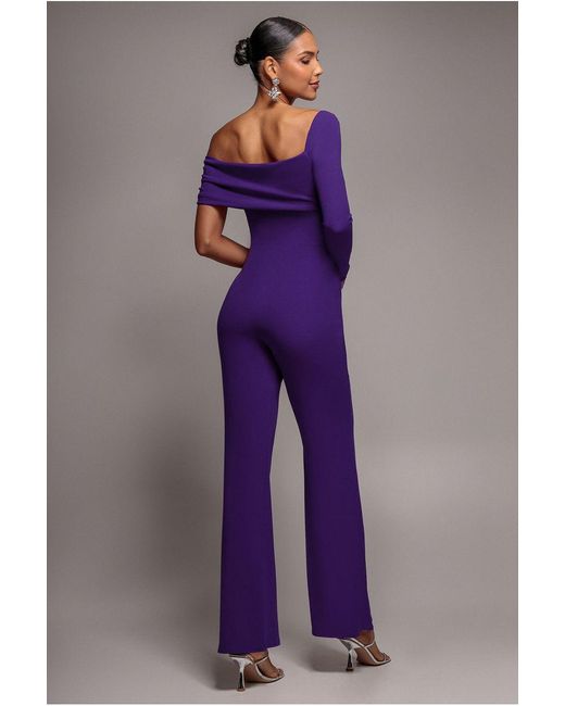 Goddiva Blue One Shoulder Scuba Jumpsuit