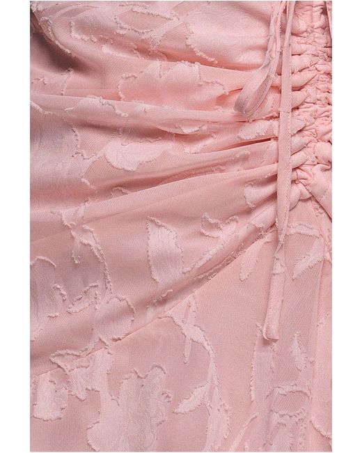 Goddiva Pink Jacquard Chiffon Wrap High Low Midaxi Dress