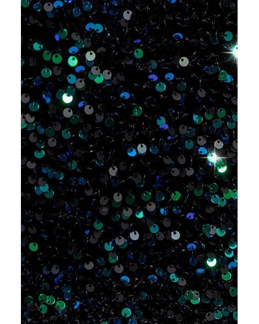Goddiva Green Multi Sequin & Velvet Bardot Midi