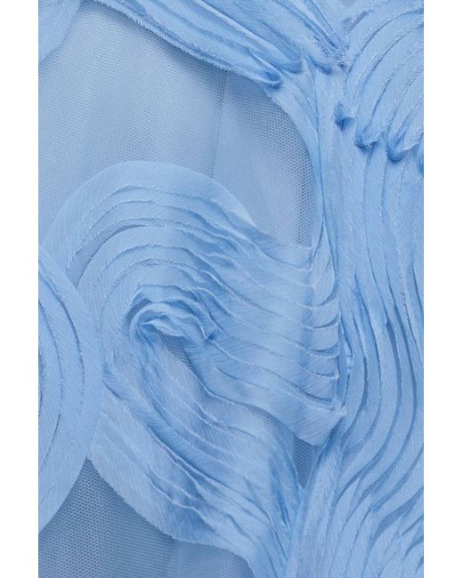 Goddiva Blue Scuba & Textured Chiffon A Line Midi Dress