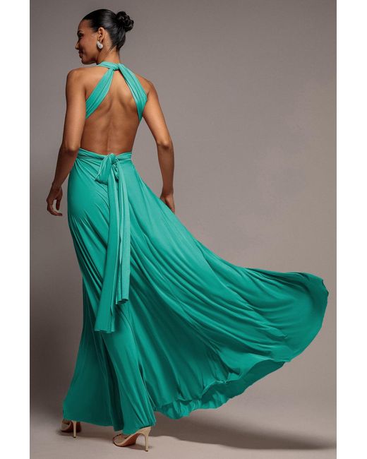 Goddiva Green Multiway Tie-Up Maxi Dress