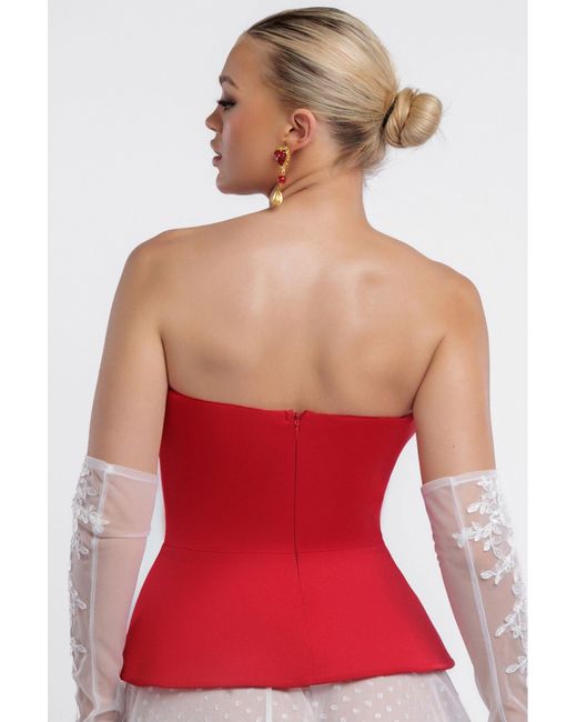 Goddiva Black Scuba Boobtube Peplum Hem Corset
