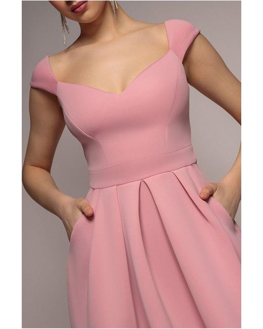 Goddiva Pink Scuba Foam Skater Midi Dress