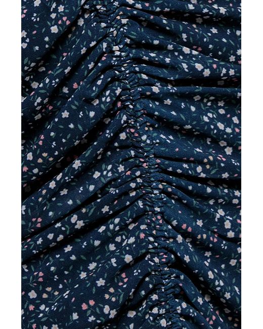 Goddiva Blue Printed Long Sleeve Drawstring Midi Dress