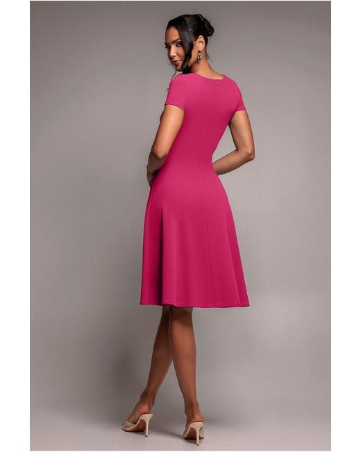 Goddiva Pink Scuba Crepe Twist Cutout Midi Dress