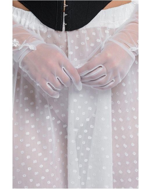 Goddiva Floral Embroidered Mesh Gloves