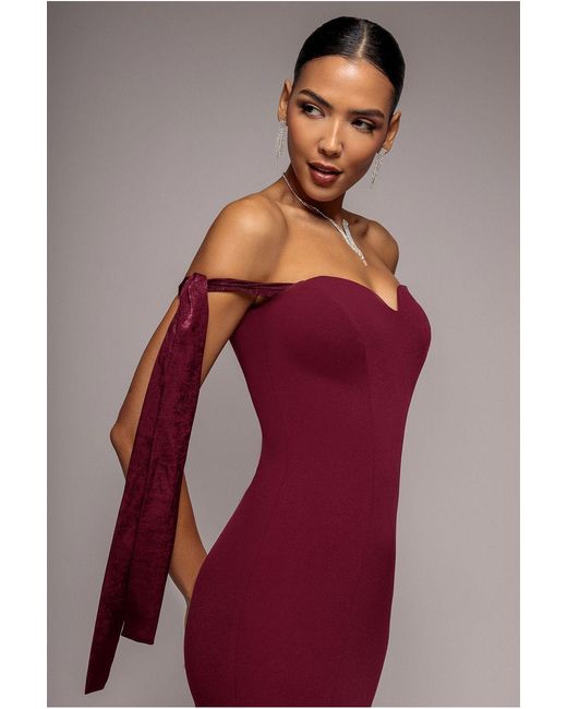 Goddiva Red Multiway Bow Soft Satin Sweetheart Maxi Dress