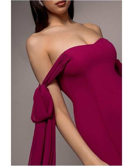 Goddiva Red Multiway Cape Chiffon Sweetheart Maxi Dress