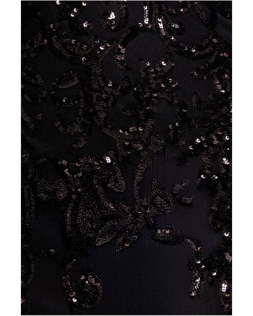 Goddiva Black Sequin Mesh One Shoulder Evening Maxi