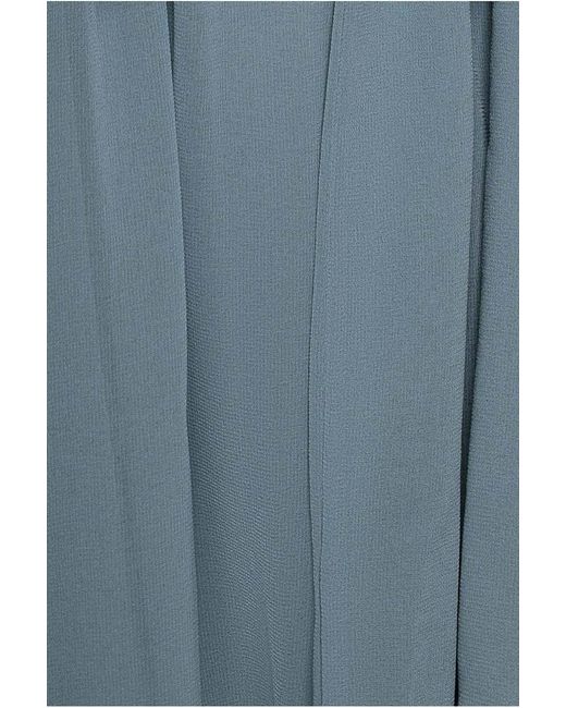 Goddiva Blue Chiffon Flutter Sleeve Wrap Midi Dress